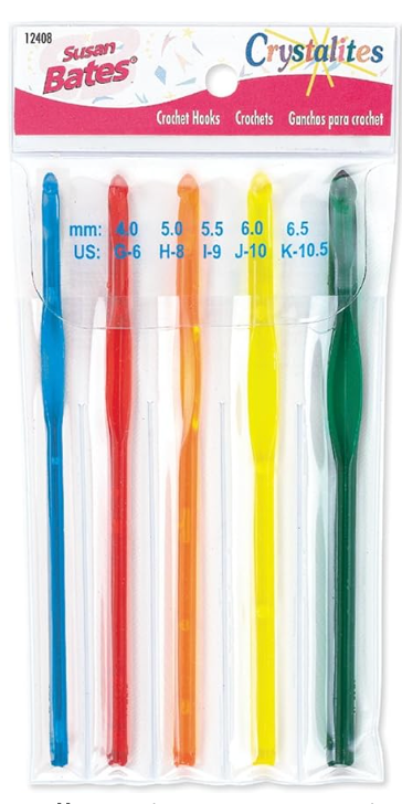 Susan Bates Crystalites Crochet Hook Set G-K