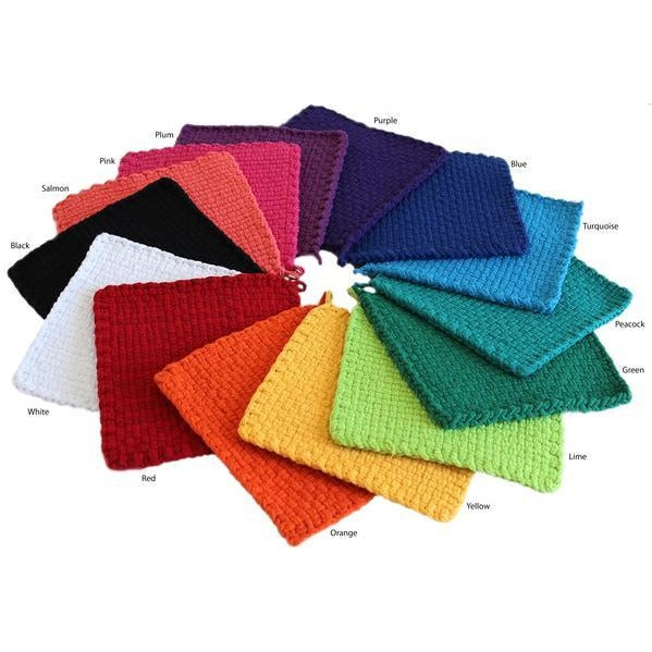 Harrisville PRO Loops are custom made to fit the metal Potholder PRO Loom. Each Bag has enough Cotton Loops to Make Two 8" x 8" Potholders.