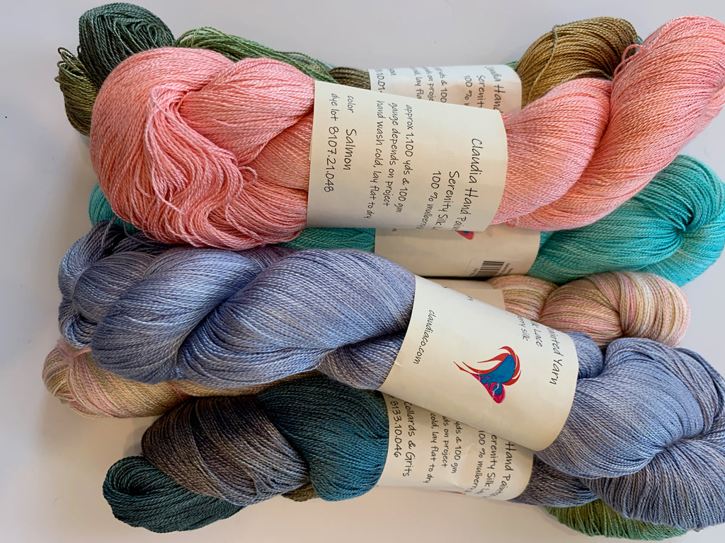 Serenity Silk Lace, Claudia Hand Painted Yarn Twist Knitting and Spinning