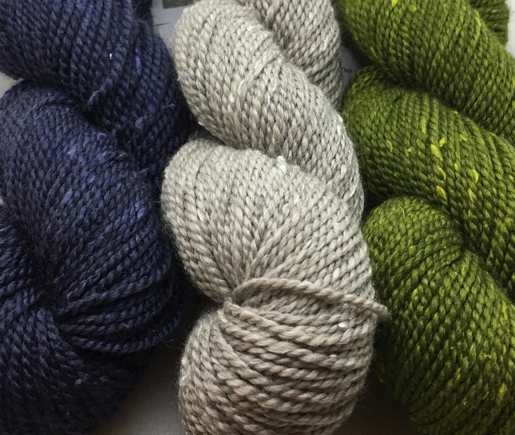 Fibre Company Acadia is a rustic DK weight blend of silk noil, baby alpaca and merino wool.