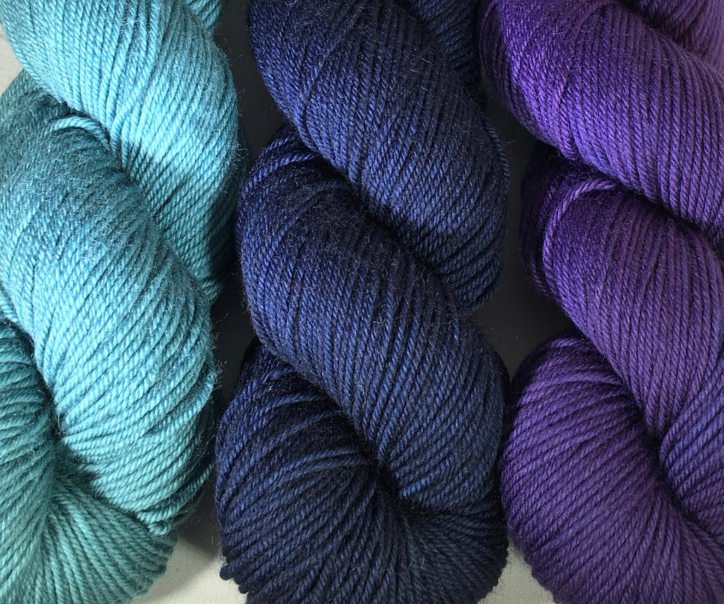 Shelridge Yarns are a fabulous superwash merino hand dyed in Canada in a great array of colors.